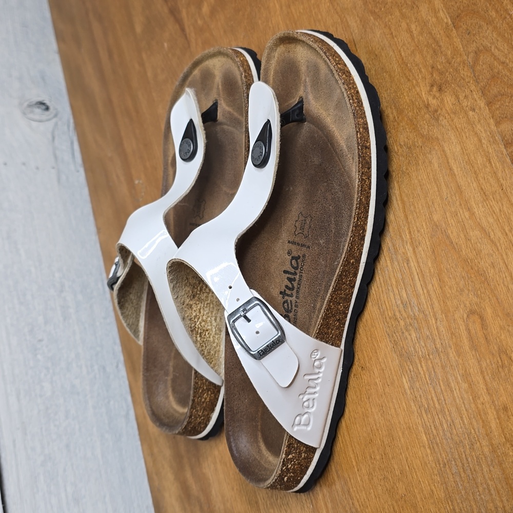Betula Birkenstock Gizeh Womens White Thong Sandals Euc Size 7/38